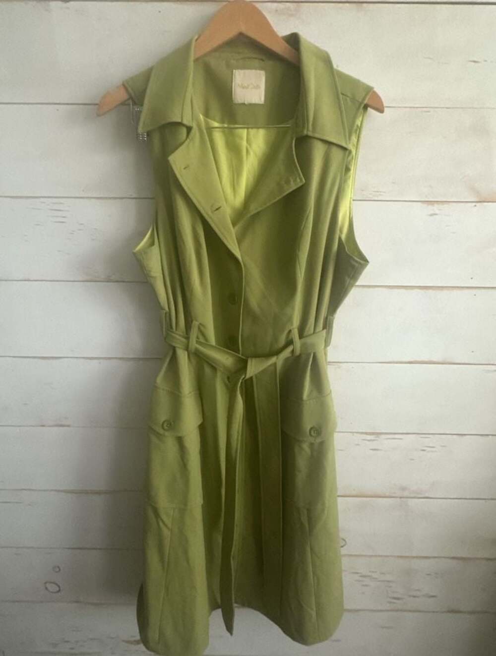 ModCloth Sleeveless Trench Vest Dress Lime Green